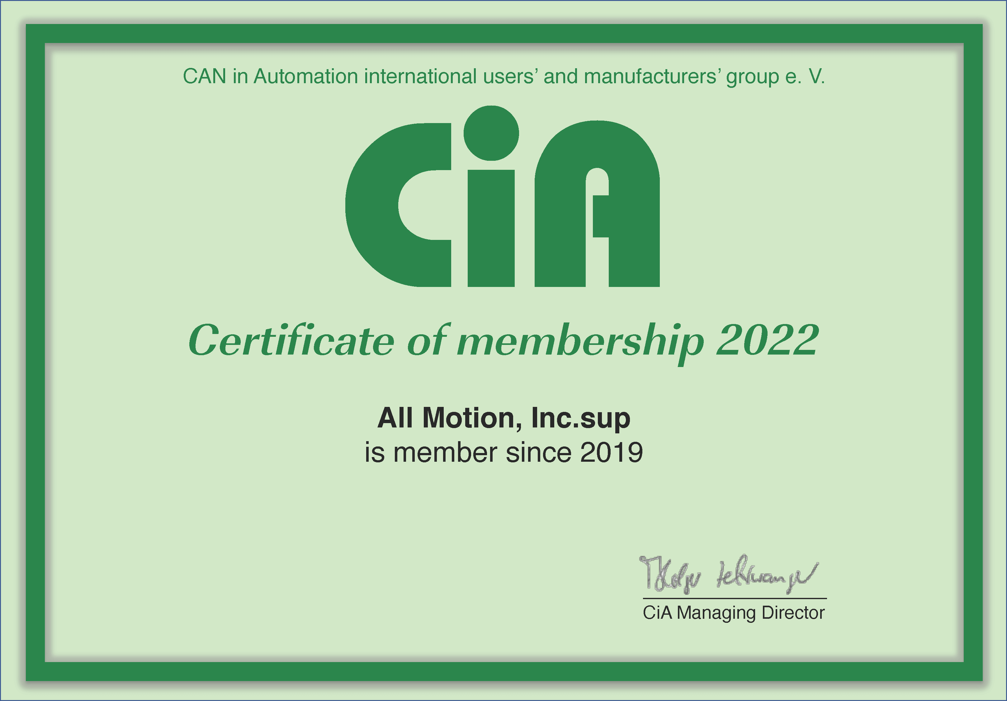 CIA certificate award
